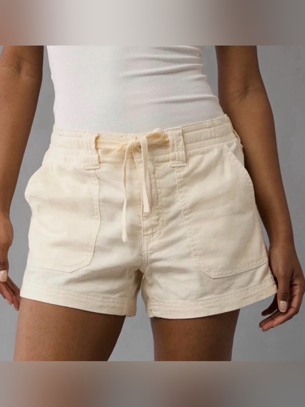 NWT American Eagle Outfitters Cream Drawstring Utility Shorts